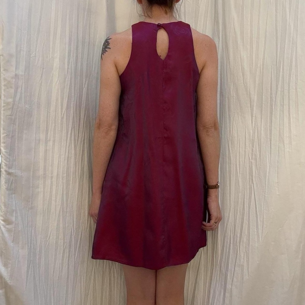 Pink and purple iridescent rose‎ print mini dress vintage Y2K shimmery XS/S - Picture 4 of 8